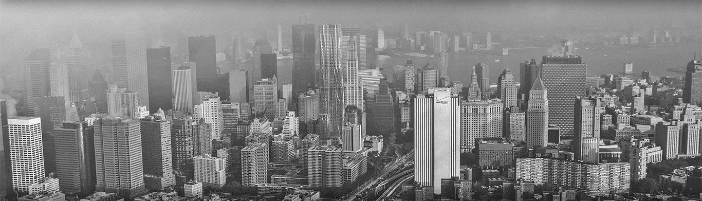 New York City skyline in black and white